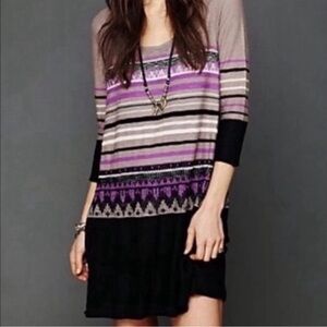Free People striped alpine knit shift dress size small
